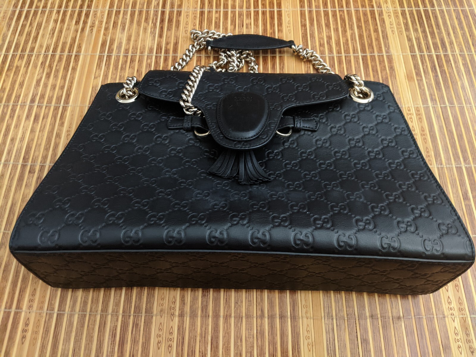 Gucci Black Guccissima Leather Large Emily Chain Shoulder Bag – GREAT CONDITION