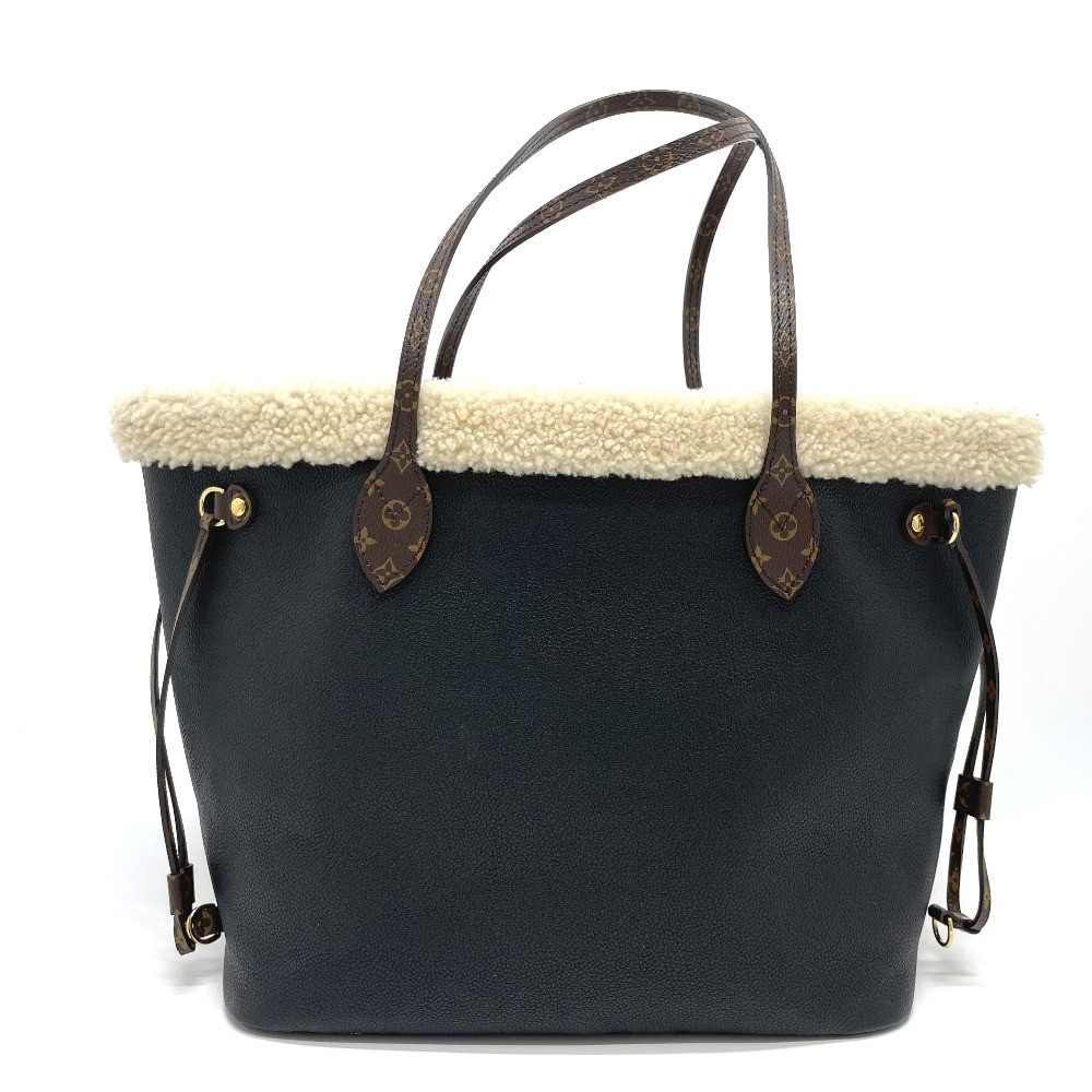 LOUIS VUITTON M56960 Shearing Neverfull MM Tote Bag Calf Leather Black