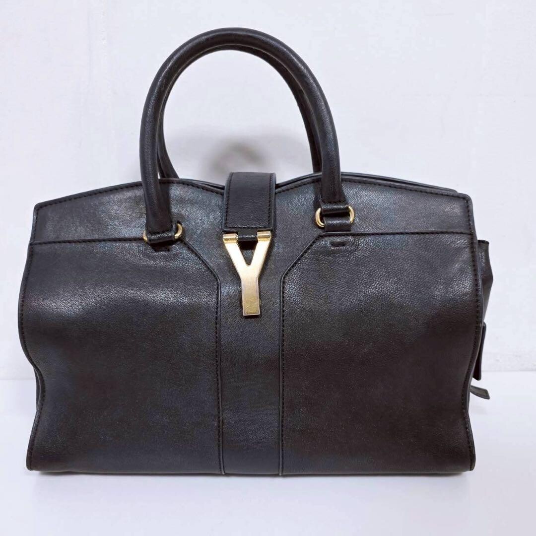 YVES SAINT LAURENT Cabas Chic Handbag Black Vintage Authentic From Japan