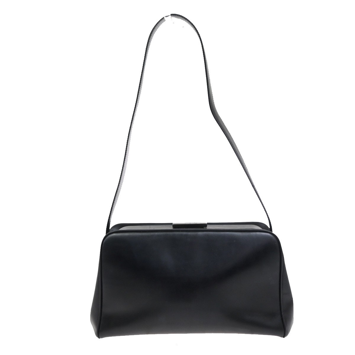 PRADA Logo Vitello Cernier Frame Shoulder Bag Leather Black SHW Italy 30KD170