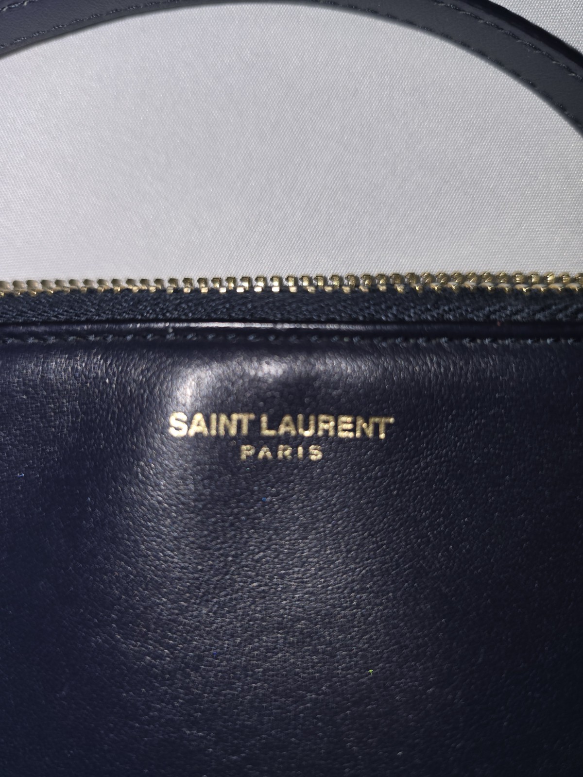 Authentic Saint Laurent Teen Monogram Crossbody Bag Navy Calfskin Leather Gold