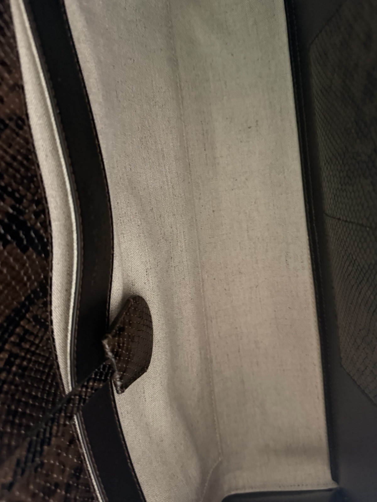 Stella McCartney Brown Snake-Embossed Shoulder Padlock Key silver RETAIL 2295.00