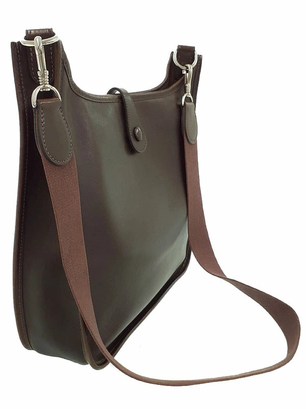 Hermes Evelyne 1 PM Leather Dark Brown Shoulder Bag Silver Hardware 2001 #TB488