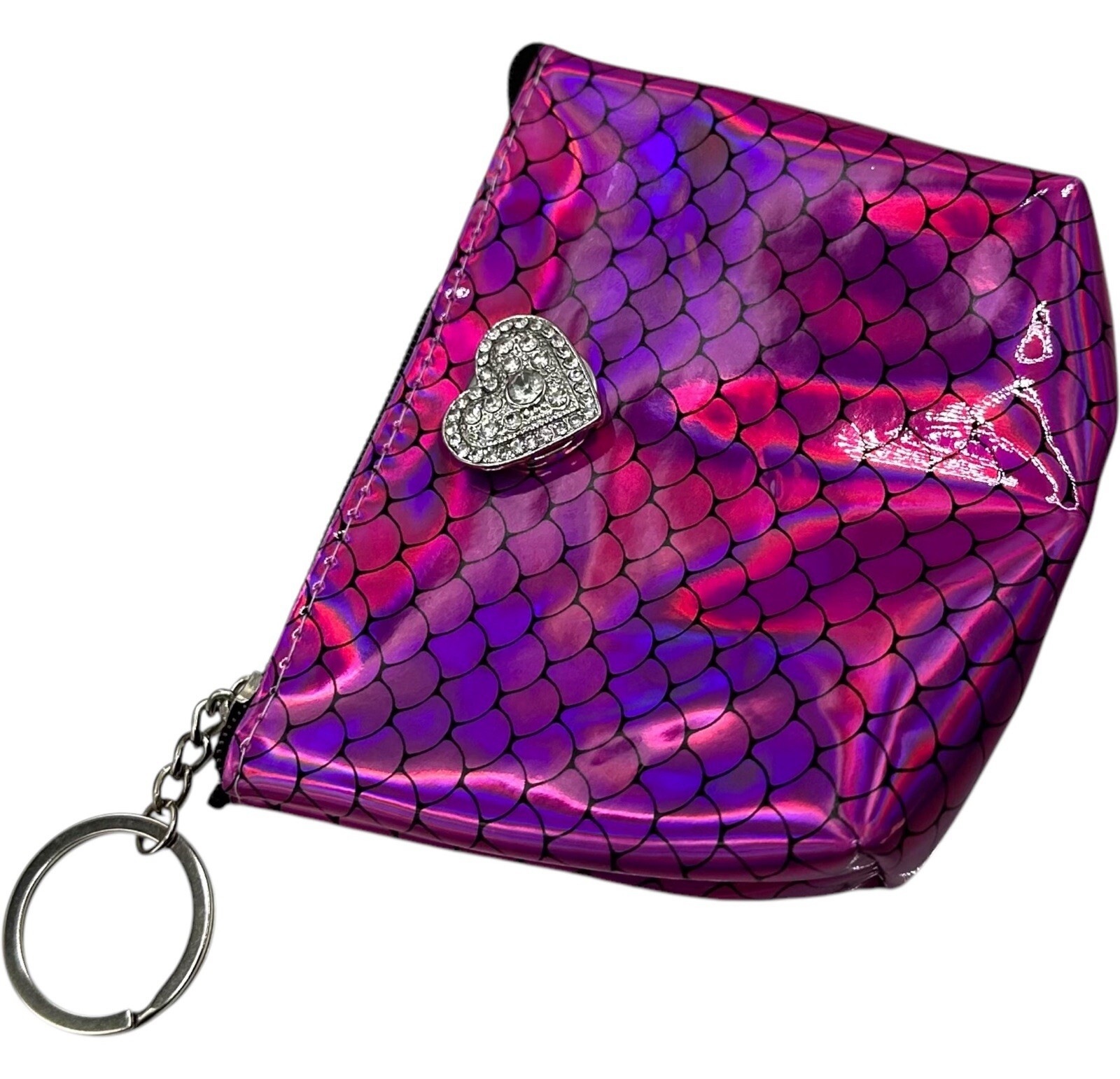 Mermaid Coin Purse Credit Card Holder Hot Pink Sparkling Heart 18mm Ginger Snap