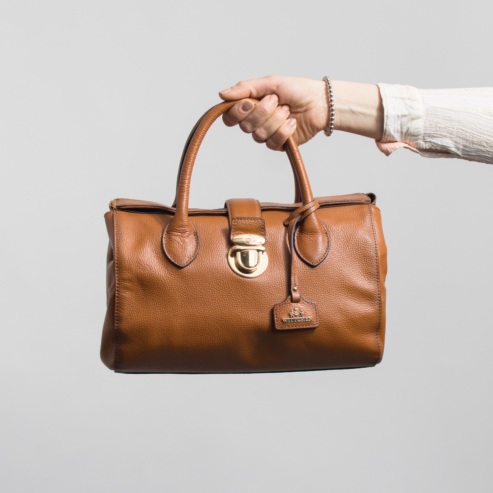 Leather Bowling Bag Brown Wittchen Structured Handbag