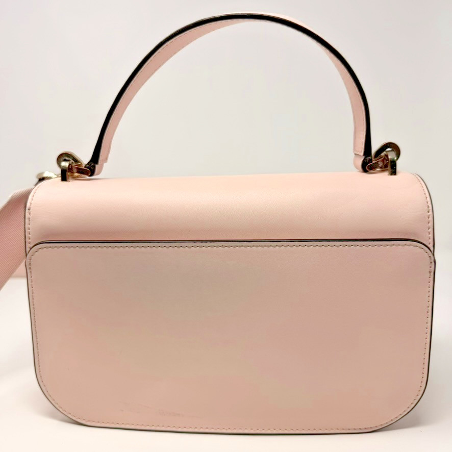 Kate Spade Audrey Flap Crossbody K8108 Blush Leather + Webbing Strap Purse