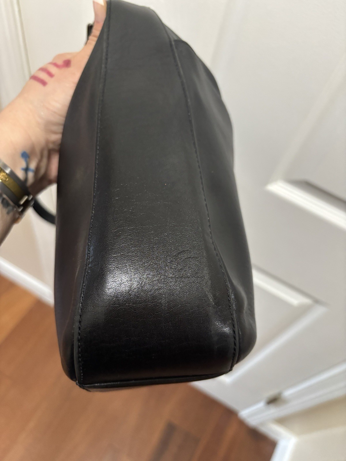 Coach VINTAGE F0D-9180 Whitney MADE IN USA Black Glove Tanned Leather Hobo EUC