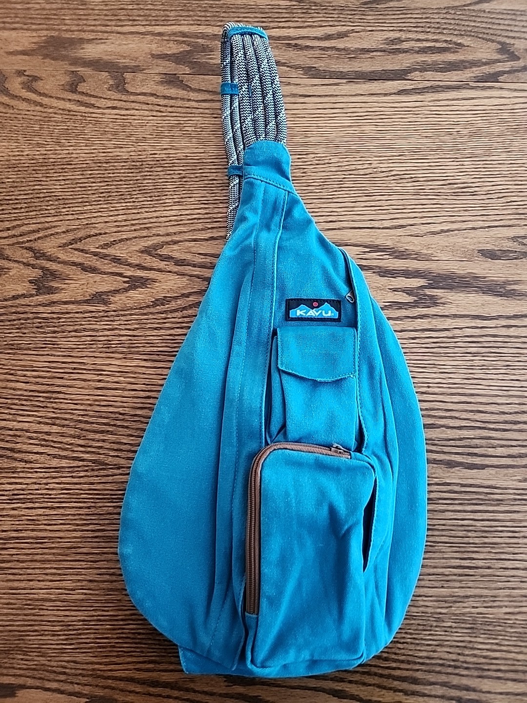 KAVU Rope Sling Backpack Crossbody Bag Blue Outdoor Canvas Hiking Climbing
