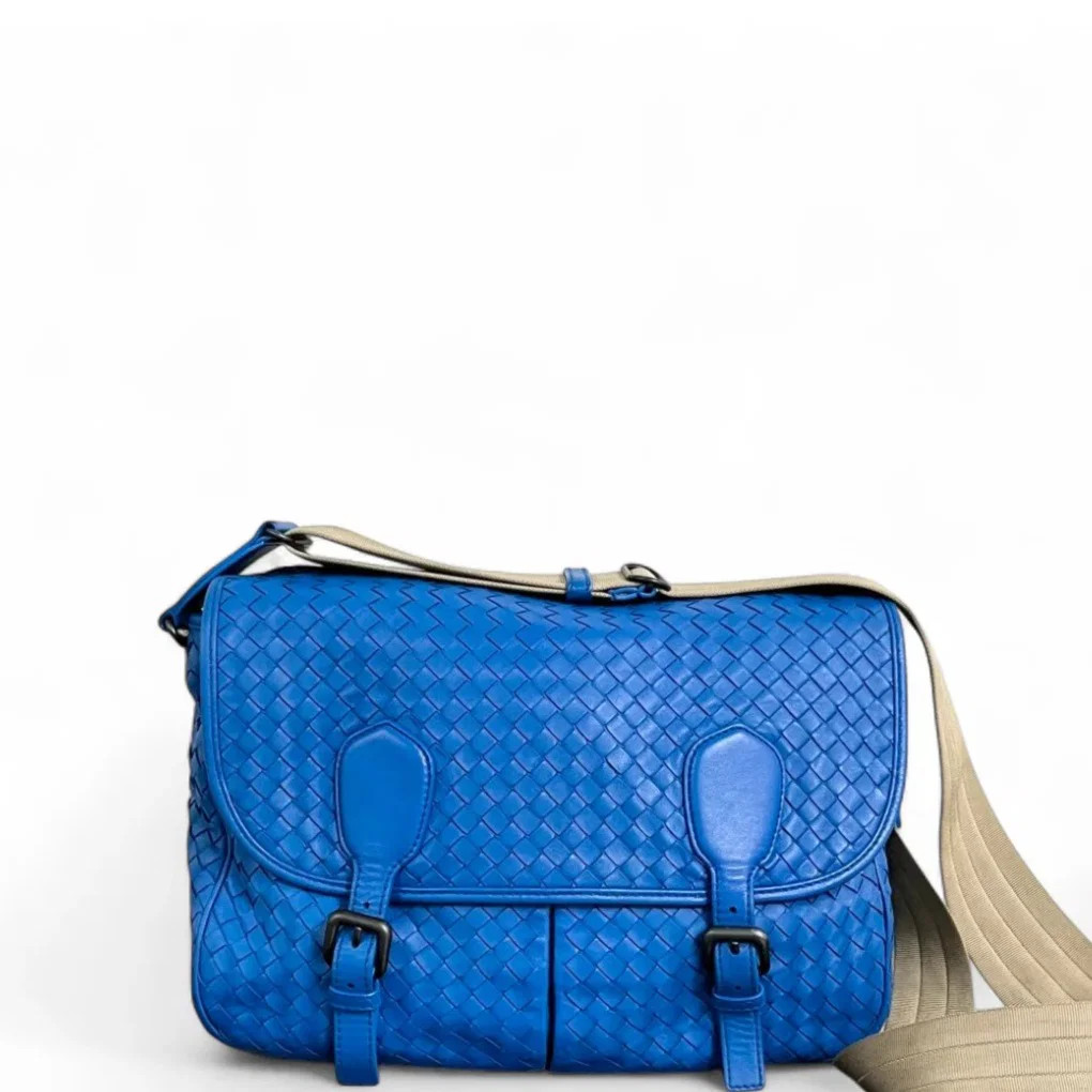 Bottega Veneta Crossbody Bag Blue Lambskin Intrecciato Nappa (zz071426g7r)