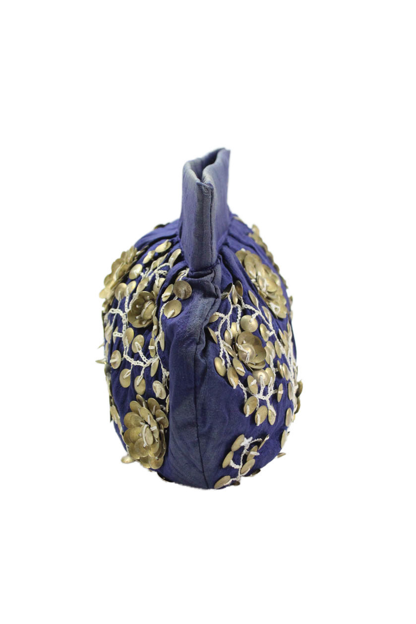 Moyna Womens Embroidered Snap Closure Clutch Bag Blue