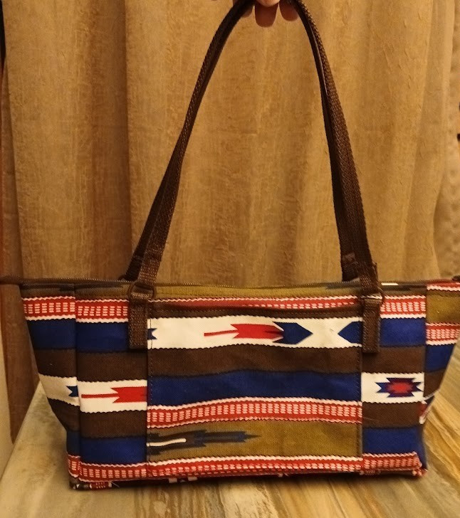New Western Canvas Double handle Satchel Purse Shoulder Bag Red White Blue Brown