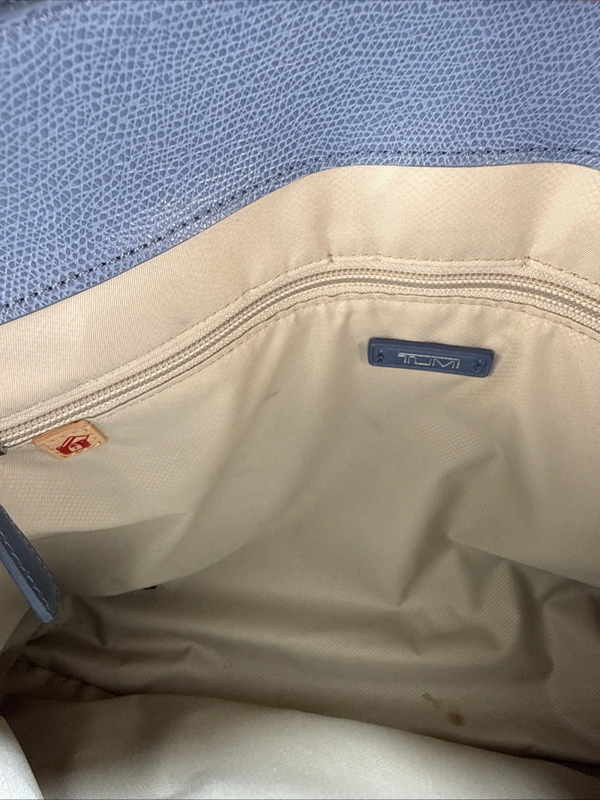 Tumi Sinclair Elaine Commuter Brief Tote Bag Cornflower Blue Leather Crossbody