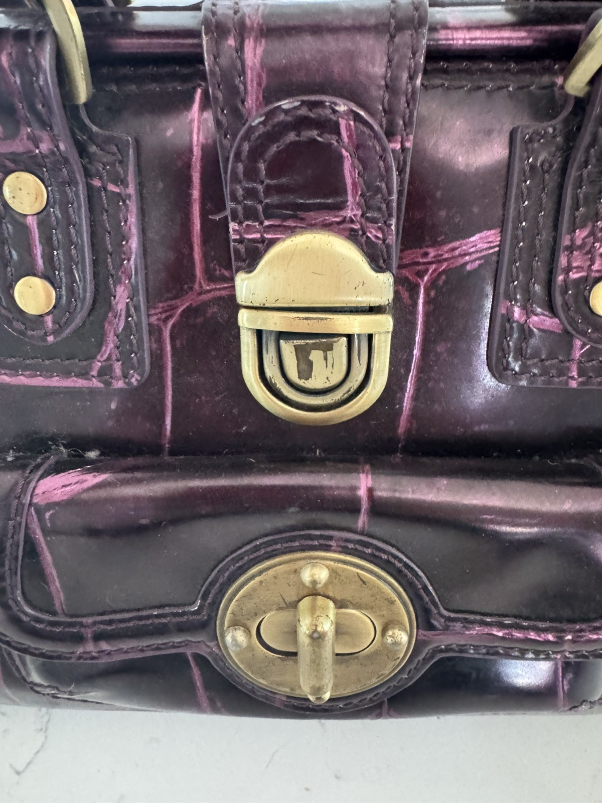Rocco e Dante Dr. Phil Handbag Italian Purple Crocodile Leather Sauvage VINTAGE