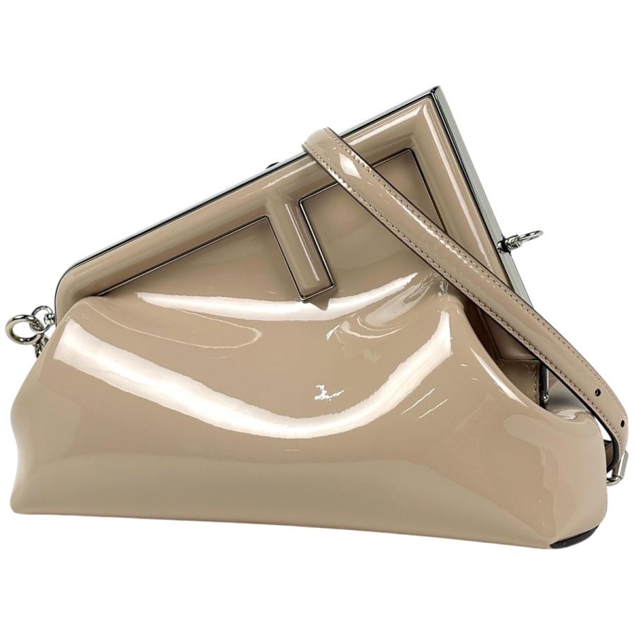 Fendi 2WAY Patent Leather Beige Shoulder Bag 8BP137 #BS3359