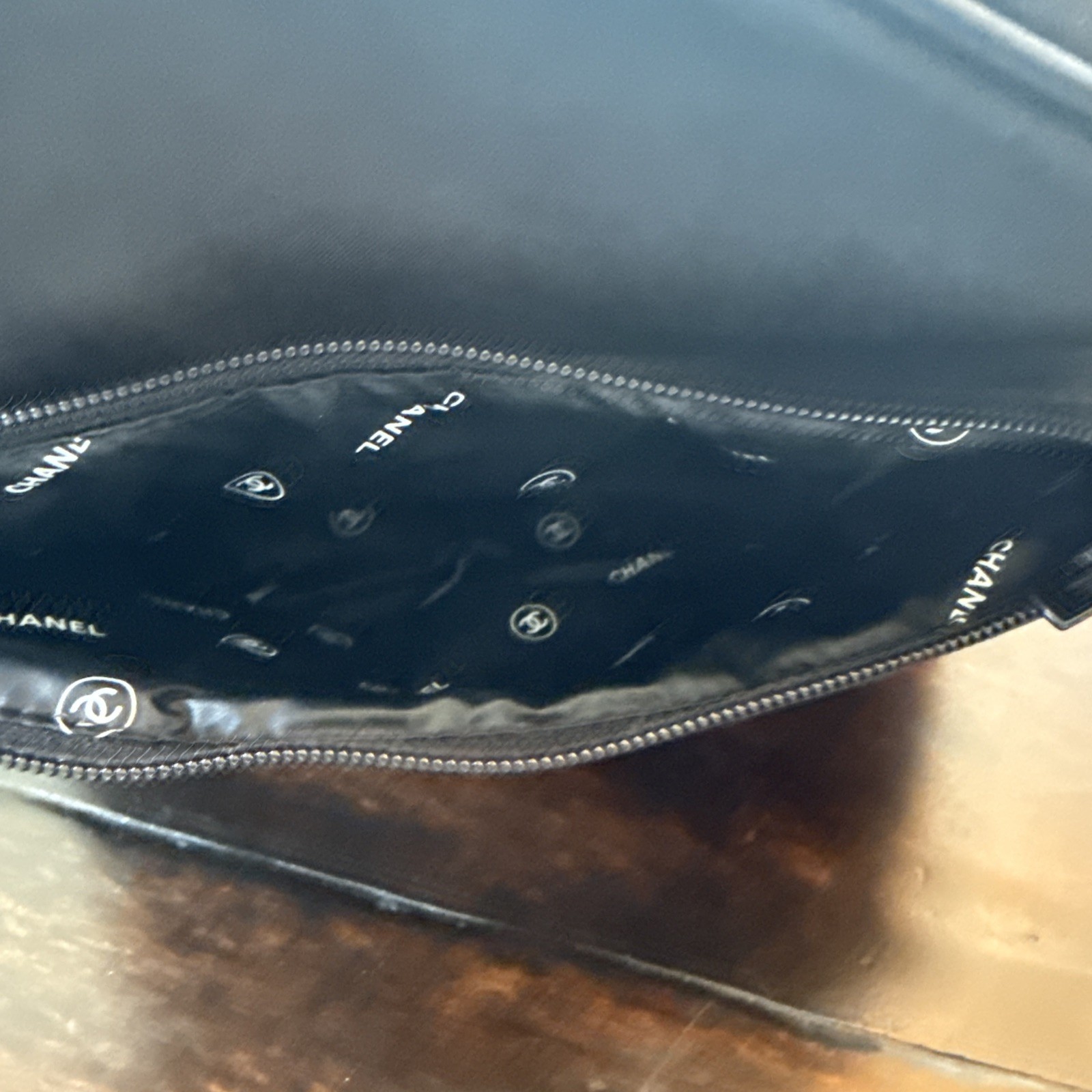 CHANEL Parfums Black Satin Makeup Clutch