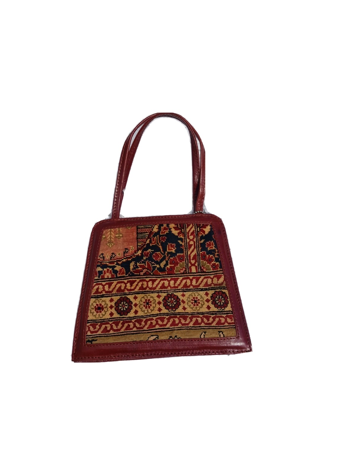 Kilim Art Small Turkish Handbag Genuine Leather 7 1/4in.W x 6.5inH