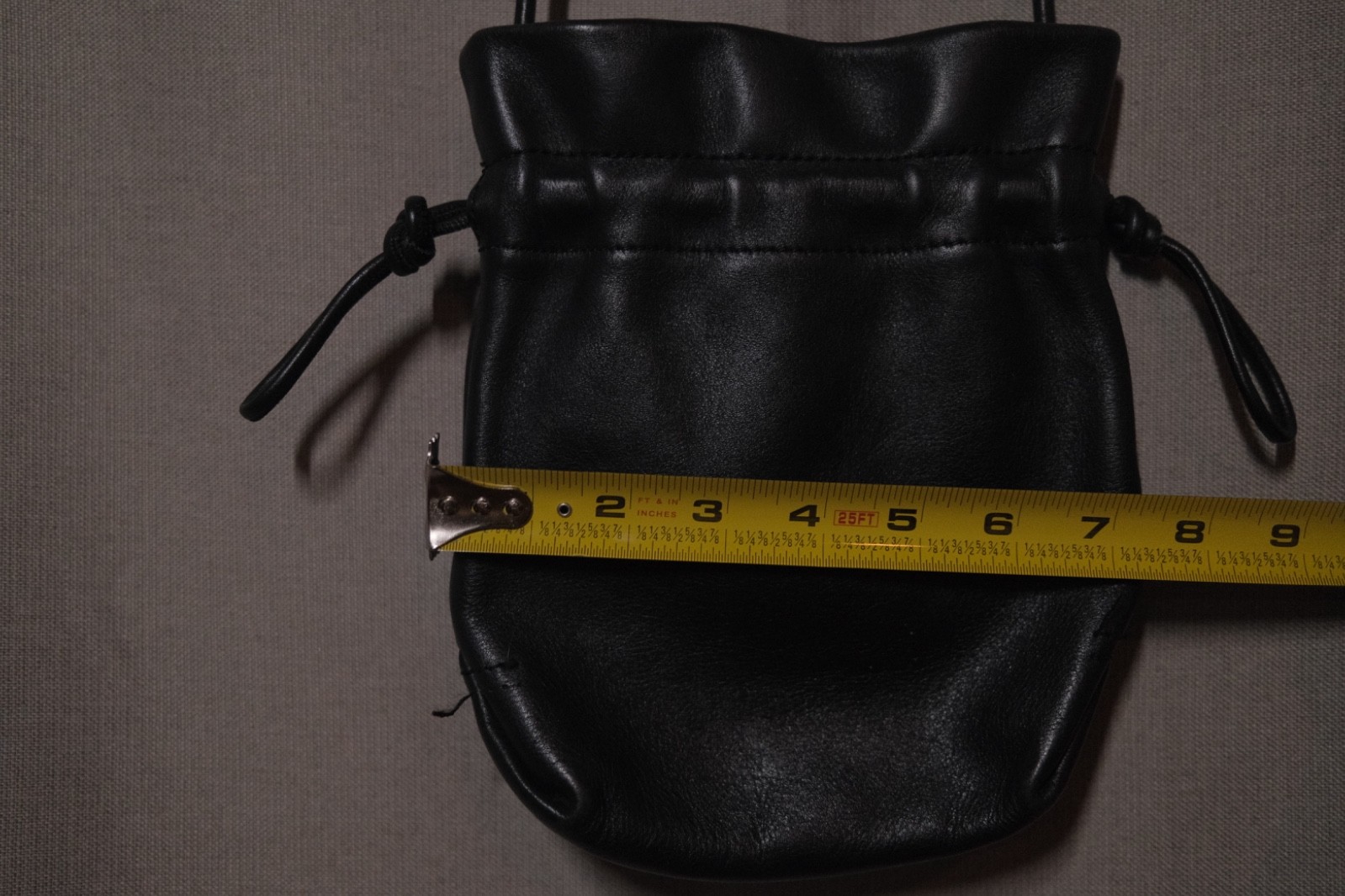 J. Crew 100% Black Leather Drawstring Bucket Bag Crossbody