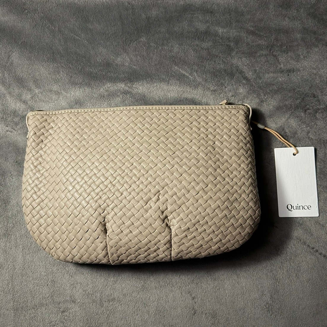 Quince Sloane Italian Handwoven Leather Mini Shoulder Bag Taupe NWT