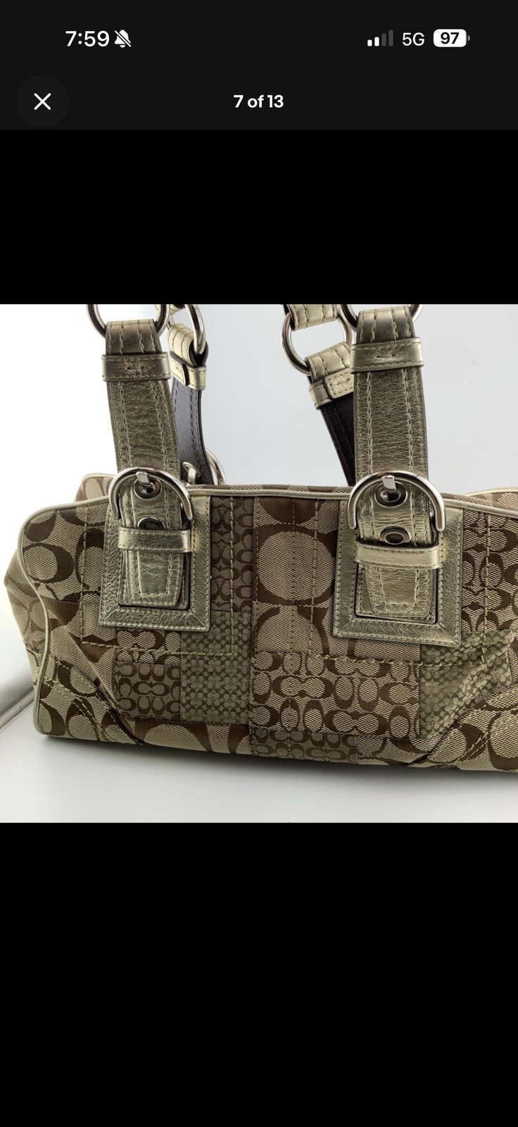 Coach Soho F12317 Signature Patchwork Satchel Mia Vintage Y2K Canvas Metallic