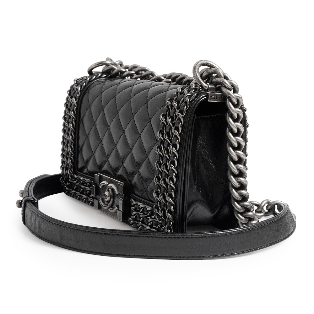 CHANEL A67085 Boy Chanel 20 Aged calfskin, Black Shoulder Bag