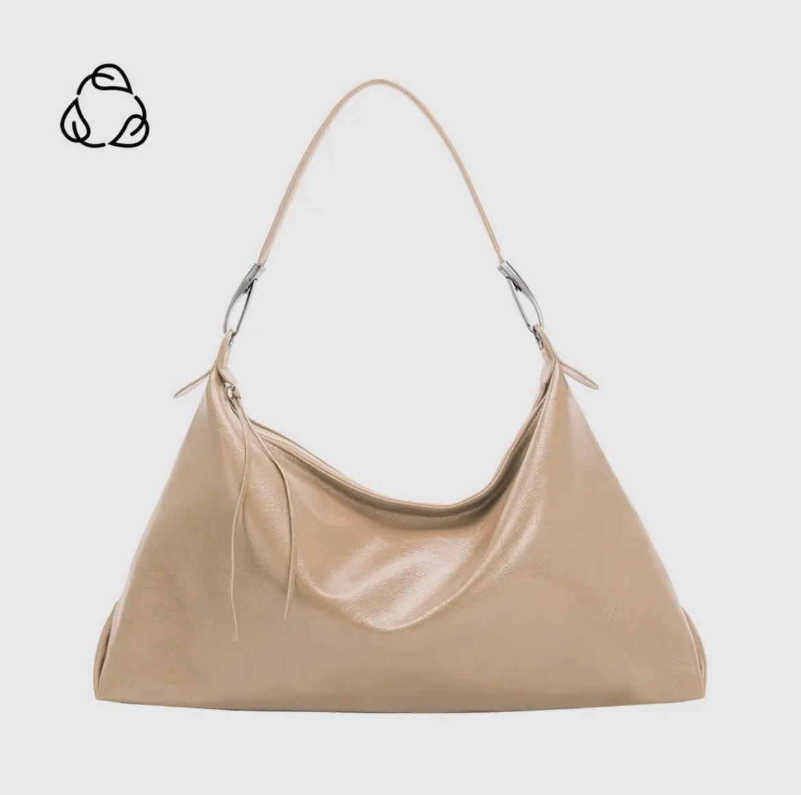 Melie Bianco Charlie ESPRESSO Waxed Shiny Faux Leather Slouchy Bag ANTHRO NWT!