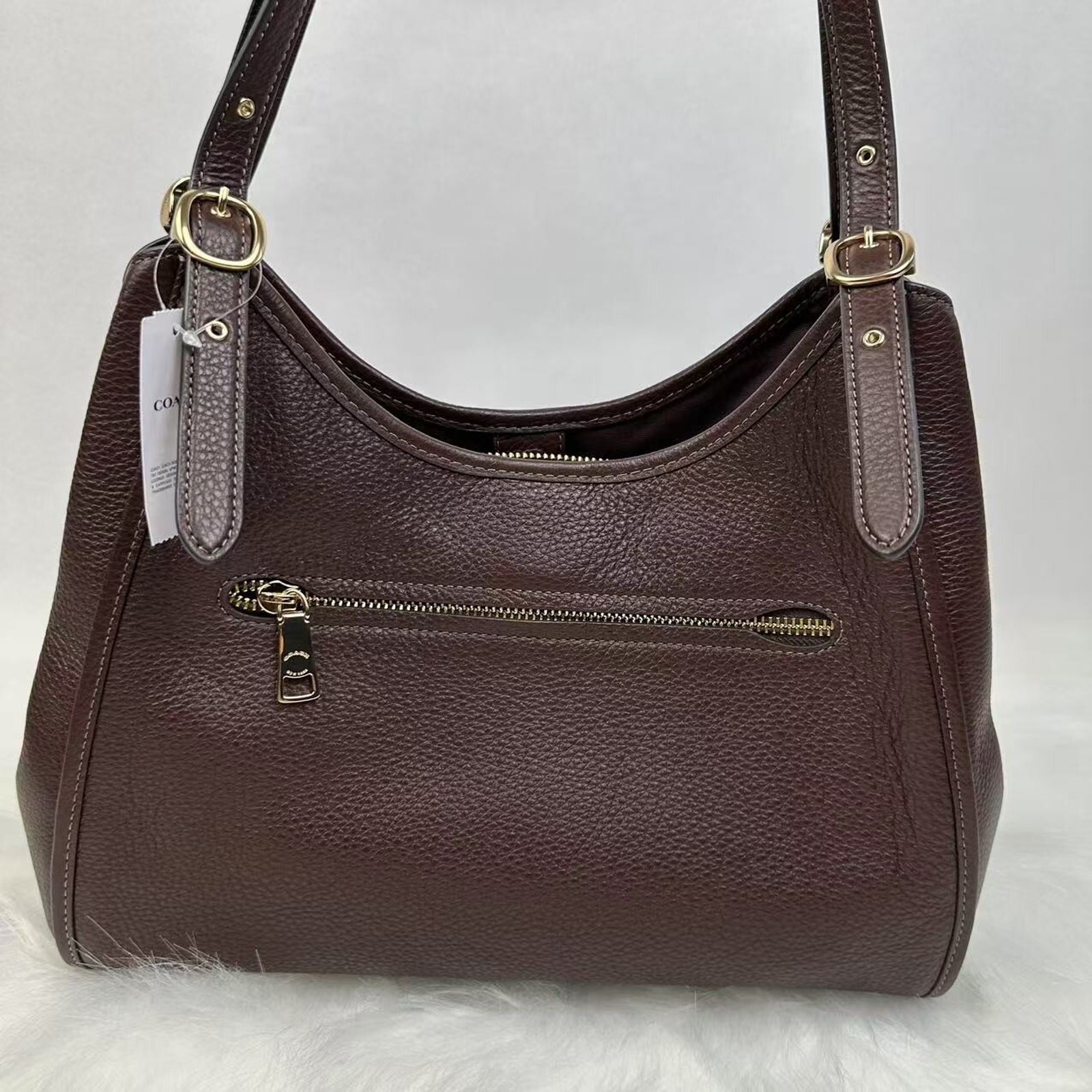 Coach Erin Shoulder Bag In pebble Leather In Gold/Maple CAQ86 NWT
