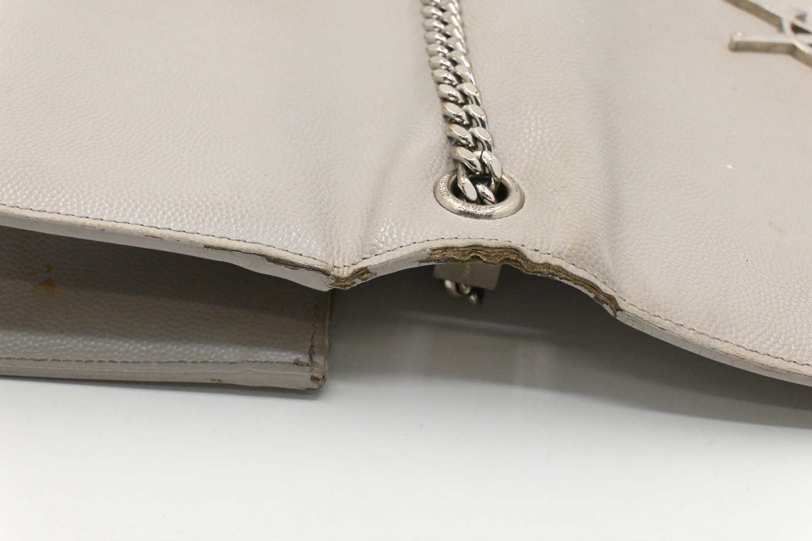 Authentic Saint Laurent Kate Chain Shoulder Bag, Gray
