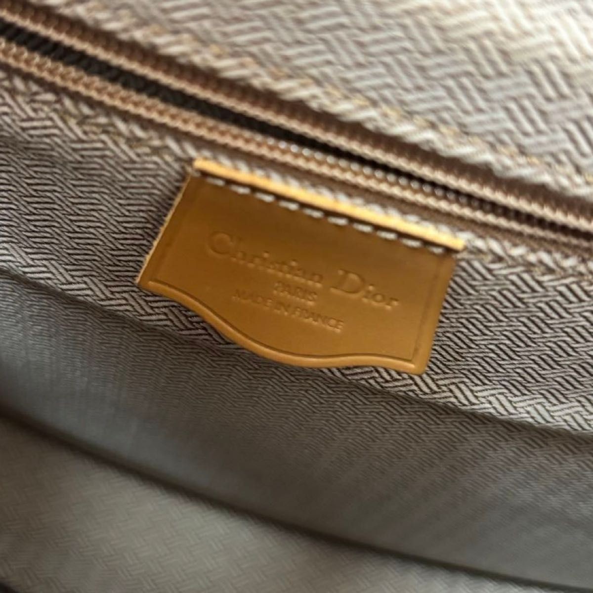 Christian Dior Good Condition Dior Trotter Pattern Shoulder Bag Beige x Brown Al