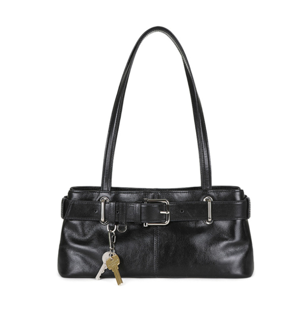 OSOI SHOULDER BROCLE MINI [STONE BLACK] | Trendy Leather Shoulder Bag