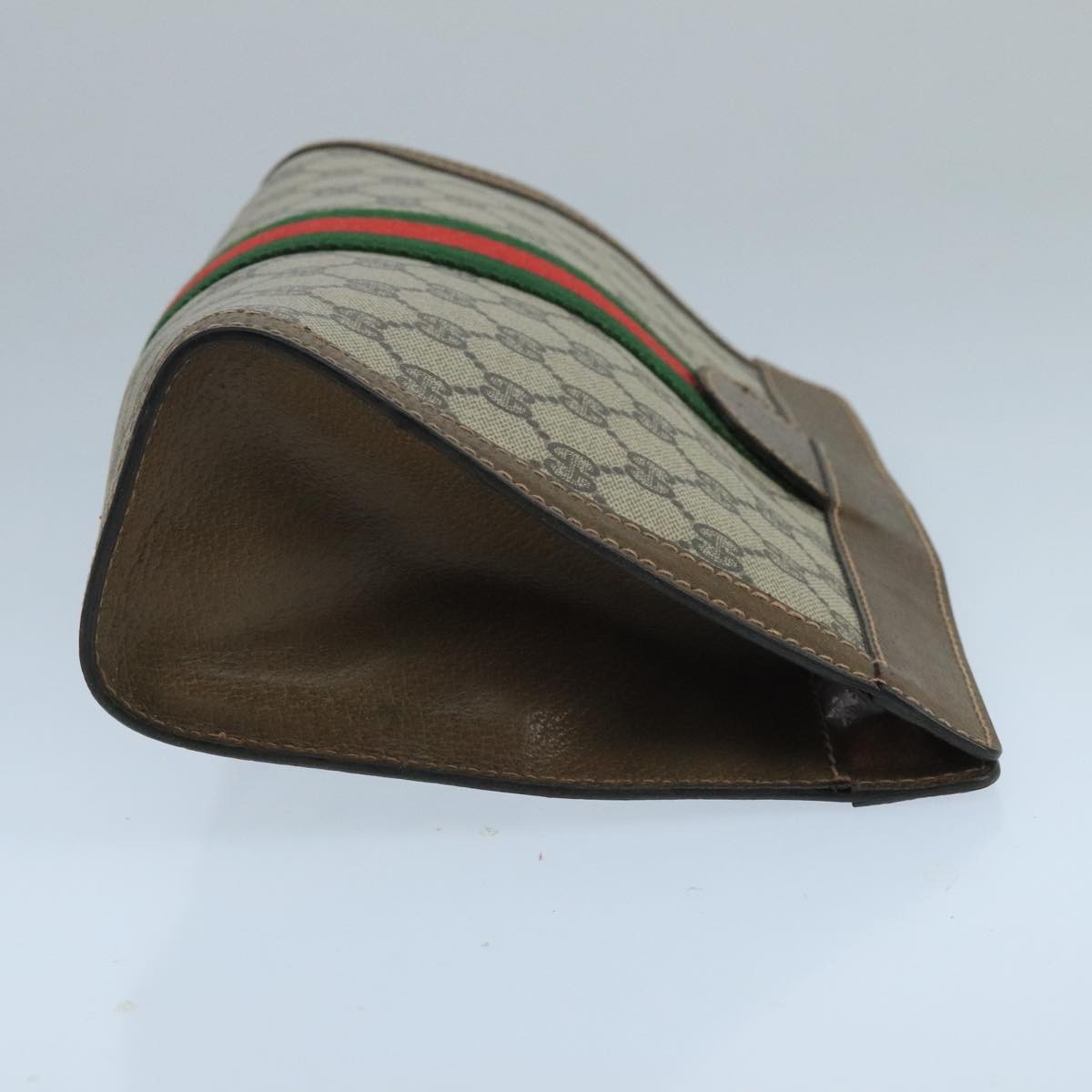 GUCCI GG Supreme Web Sherry Line Clutch Bag PVC Beige 001 014 2125 Auth bs20684