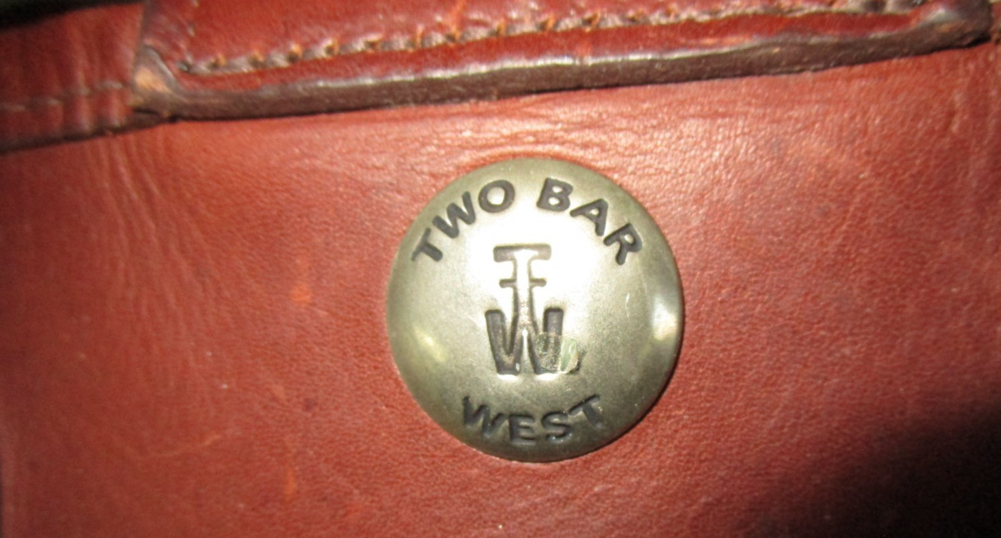 Vintage TWO BAR WEST brown LEATHER PURSE TOTE ~12×12 ~ silver studs ~ VERY NICE