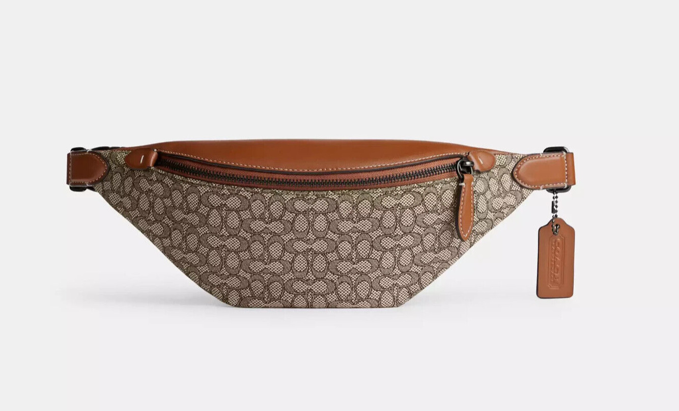 Coach Cocoa/Burnished Amber Micro Signature Jacquard Charter Belt Bag 7 (CM373)