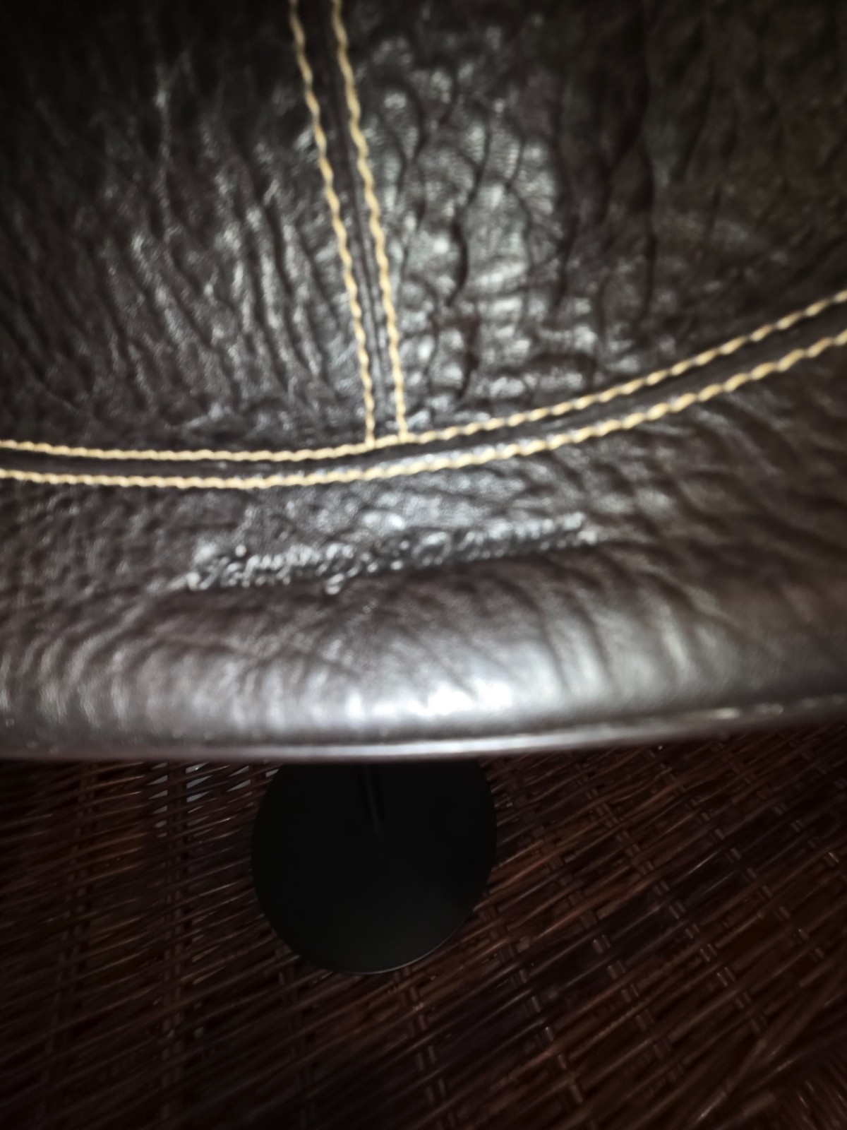 Tommy Bahama Black Pebbled Leather Satchel Bag Mother Of Pearl Shell Hardware