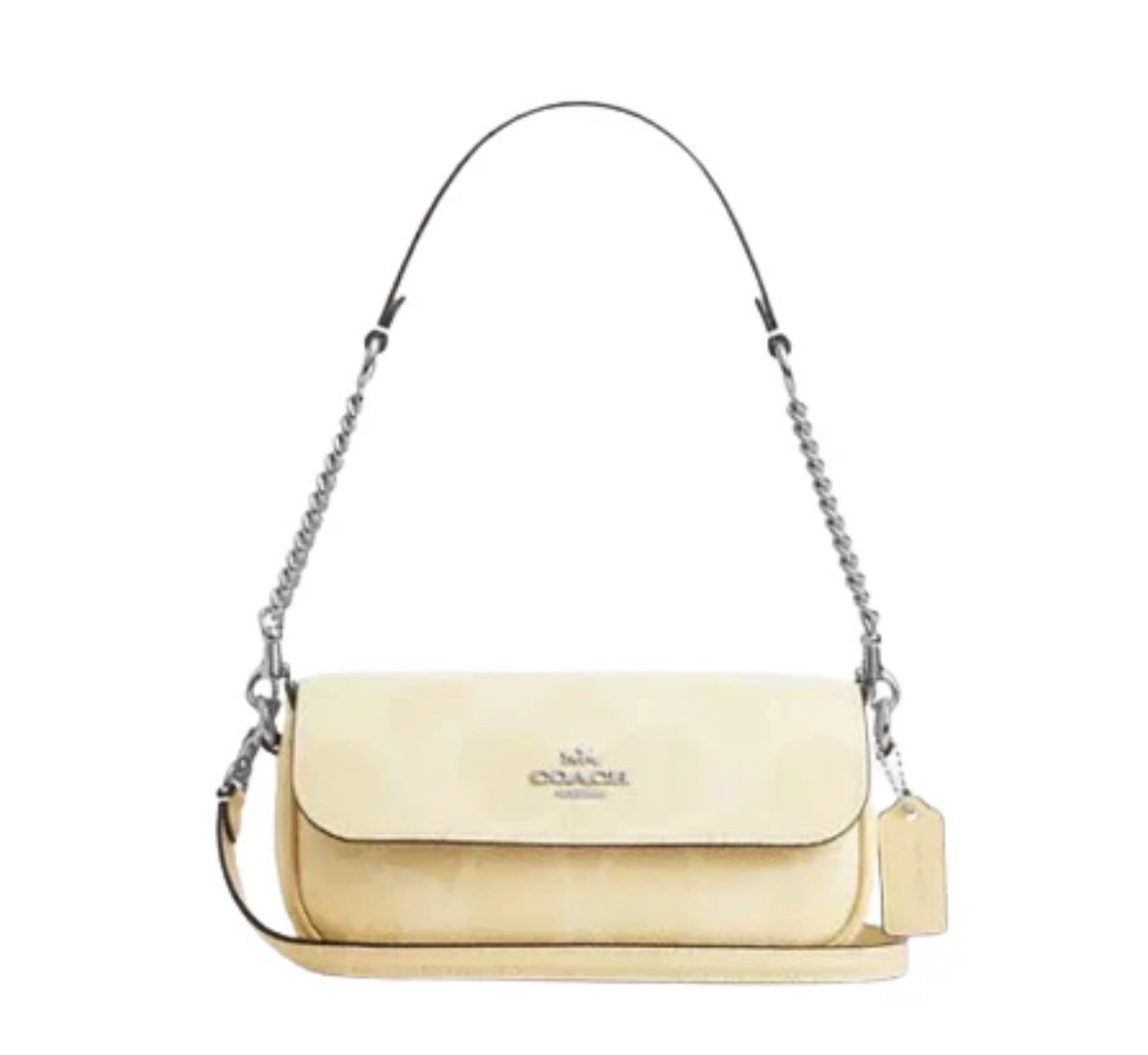Coach Hailey Flap Bag In Signature Canvas Color Hay with Silver Hardware
