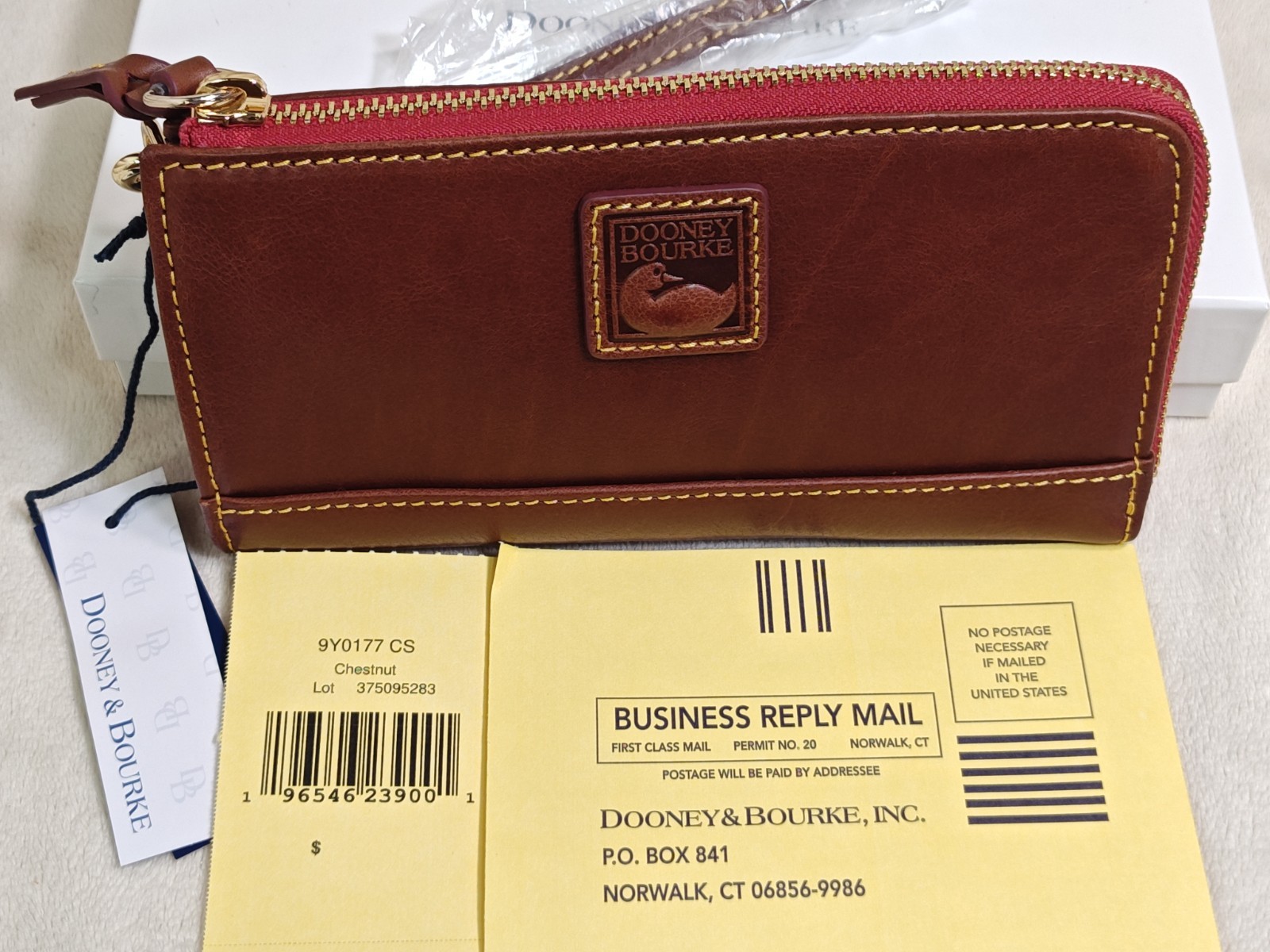 Dooney & Bourke Florentine Folded Zip Wristlet Clutch Wallet Chestnut
