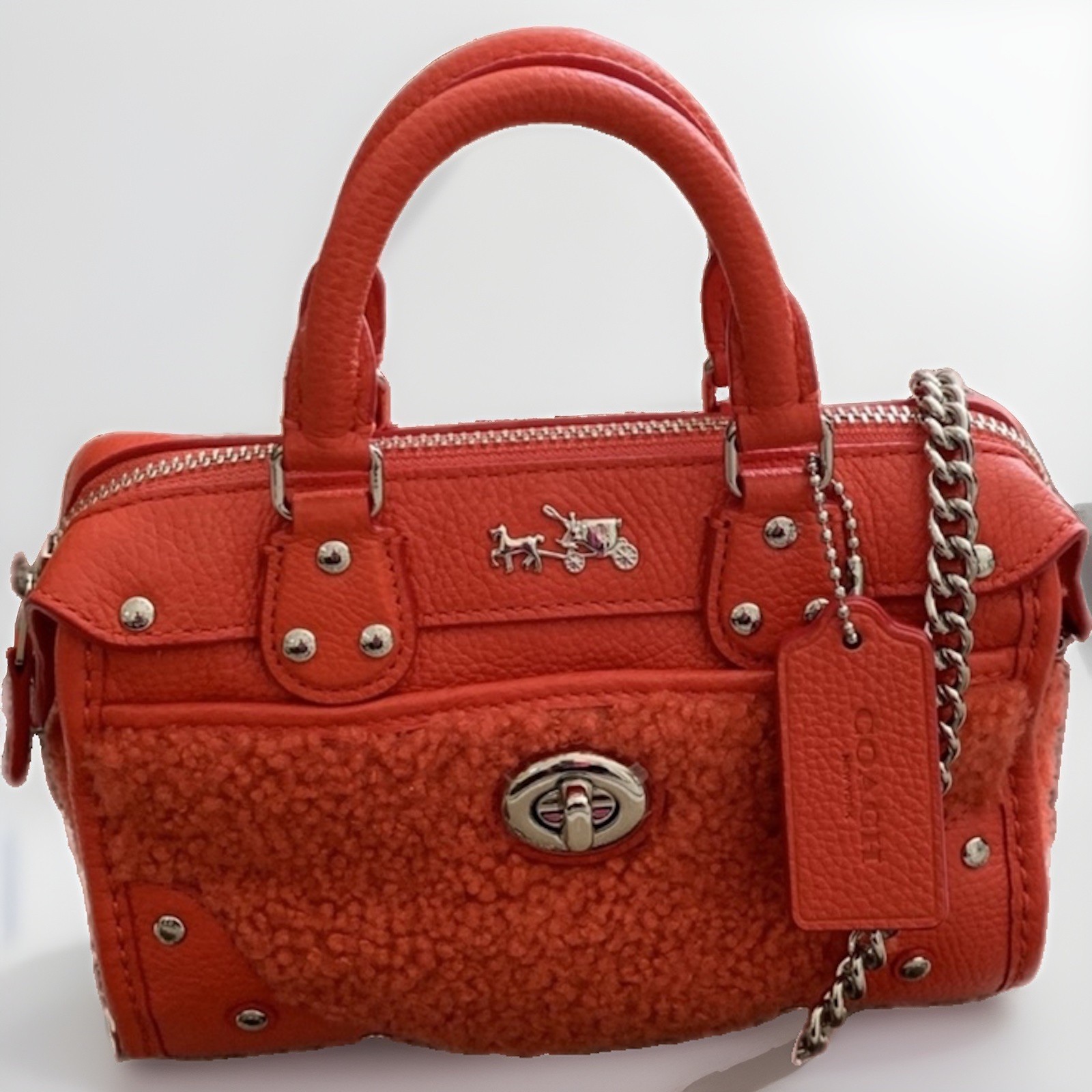 Coach Rhyder Satchel 18 in Shearling and Leather NWT