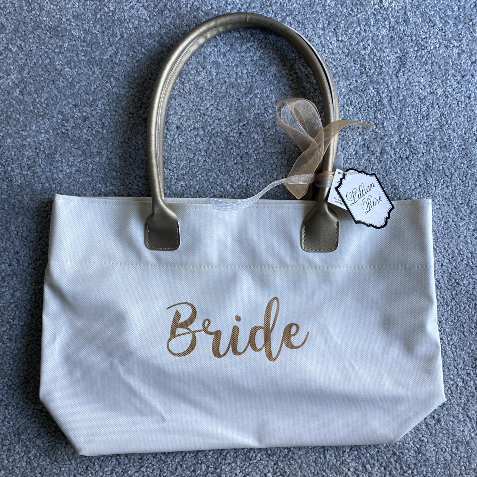 NWT Lillian Ivory And Rose Gold Foil Bride Tote Bag $39