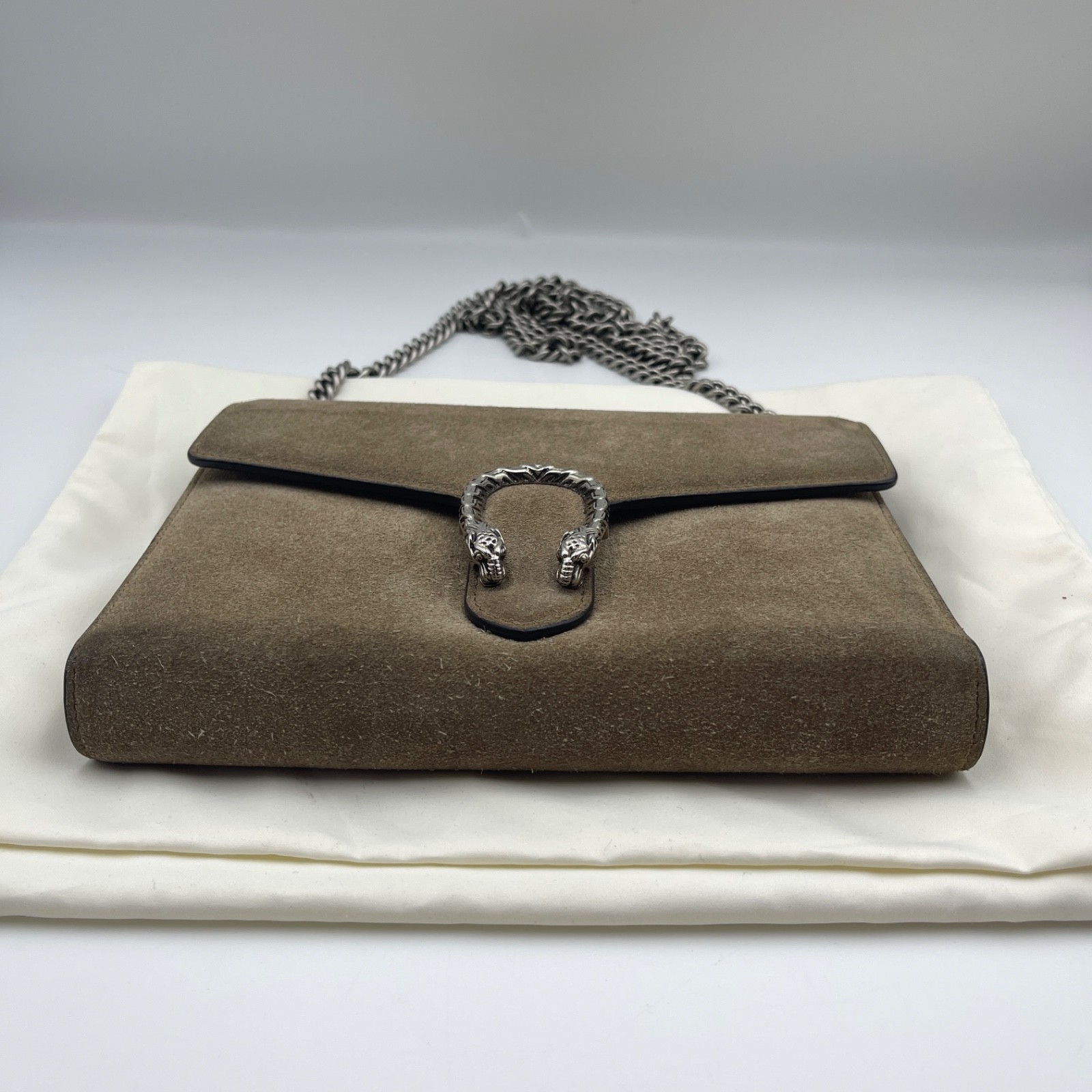 Gucci GG Chain Brown Dionysus Suede Leather Shoulder Crossbody Bag w/dust bag