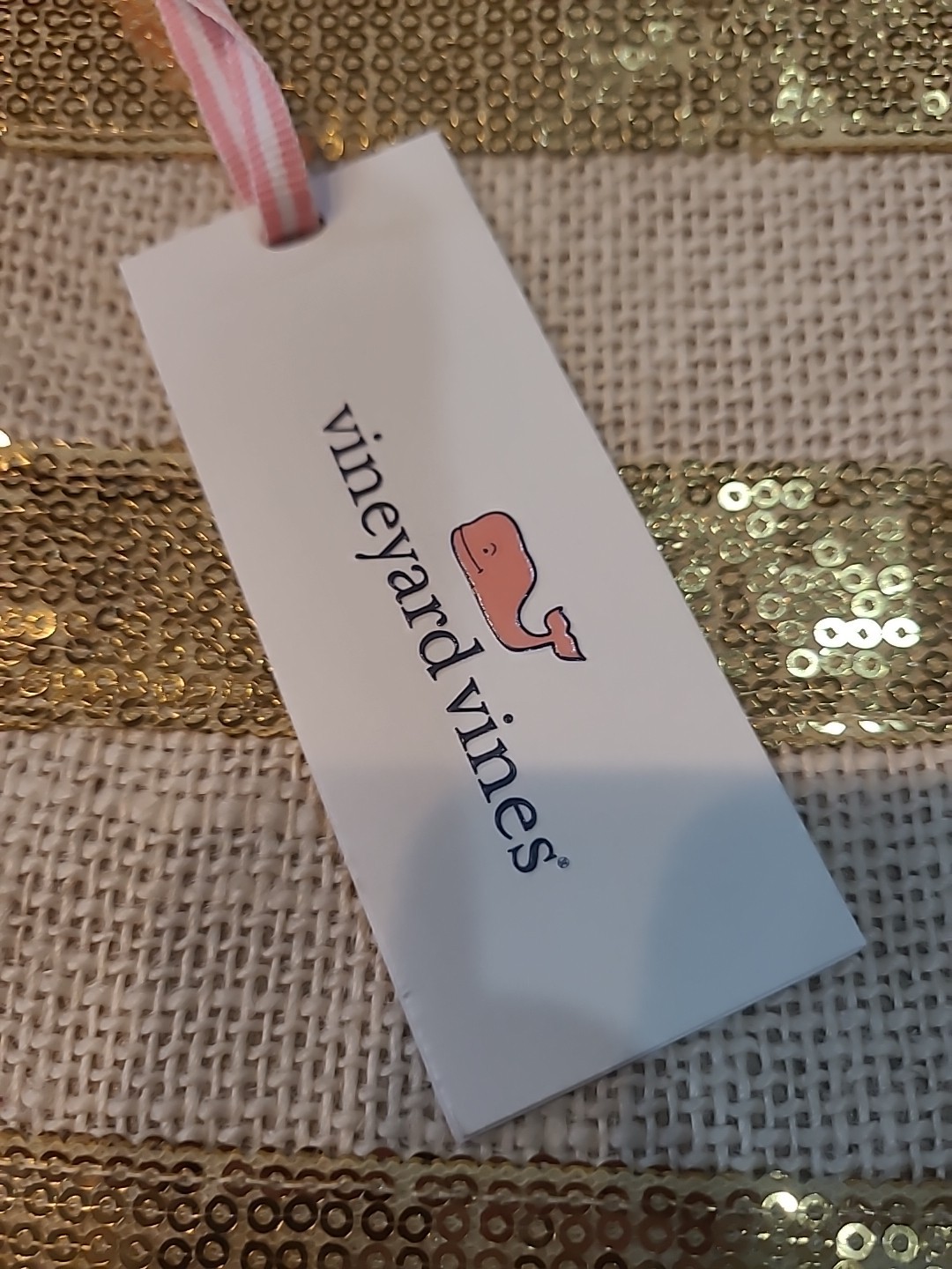 Vineyard Vines Accessory Bag Pouch 10″ x 7″ New With Tags Gold Sequin