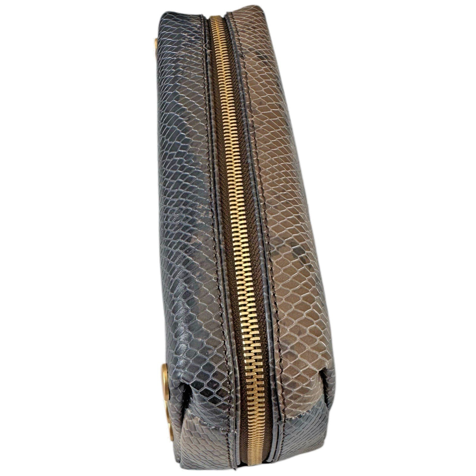 HAMMITT JAVA SNAKE/BRUSHED GOLD CONVERTIBLE COSMETIC BAG – CLUTCH BAG NWT $175