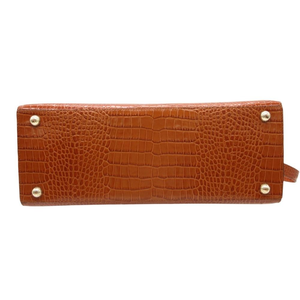 Auth Strathberry Croc Embossed Leather Tote 2WAY Shoulder Handbag Brown Spain
