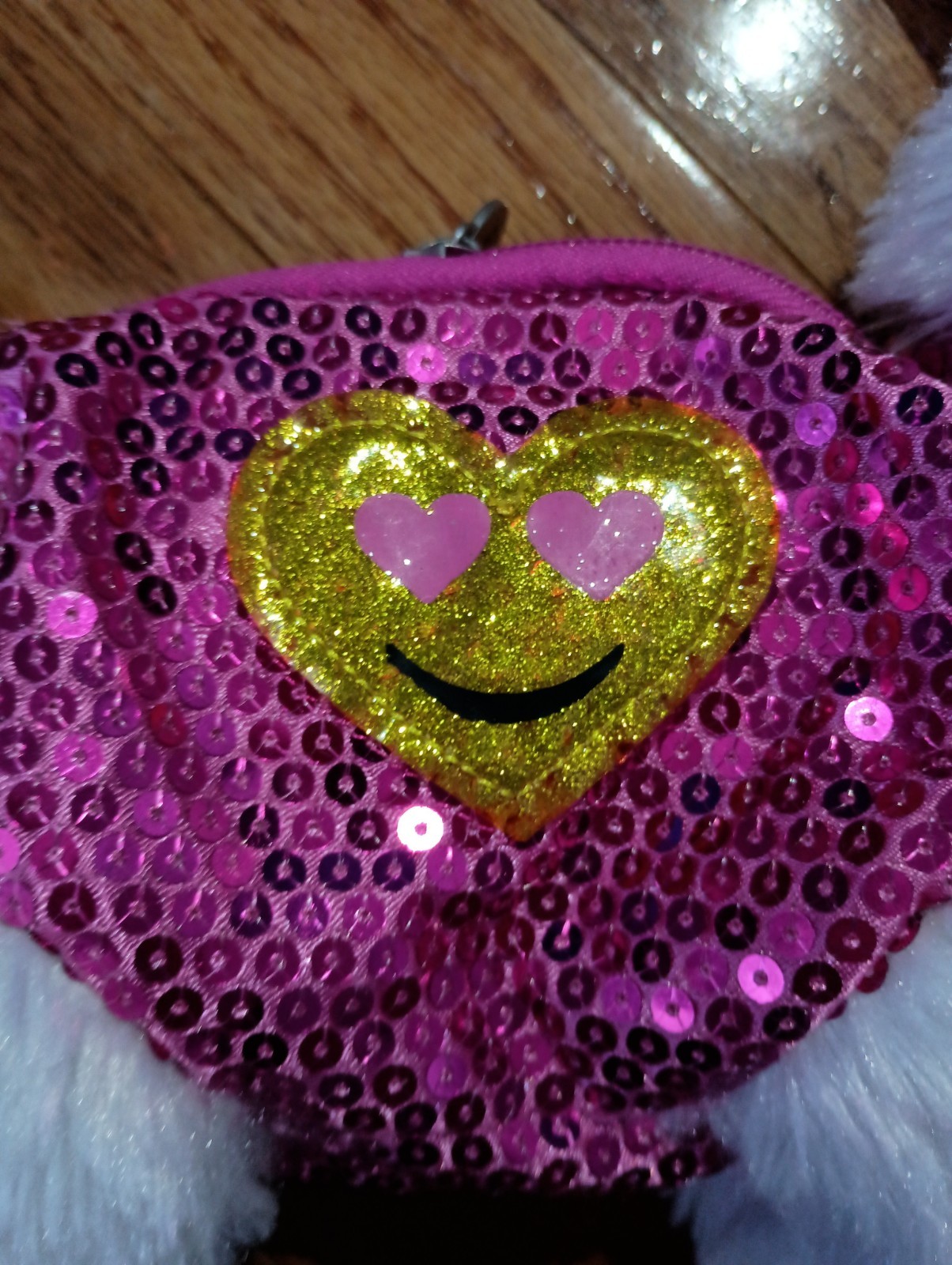 Poohie & Co White Cat Purse With Blue Eyes Hot Pink With Sparkles