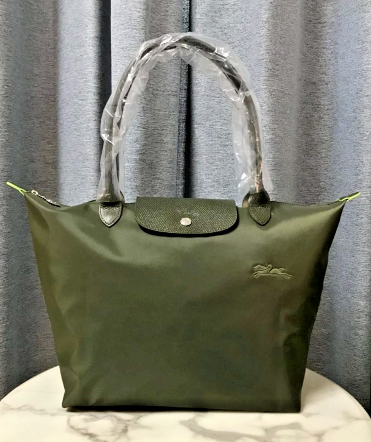 Longchamp Le Pliage Nylon Tote Handbag, Size L, Forest Green