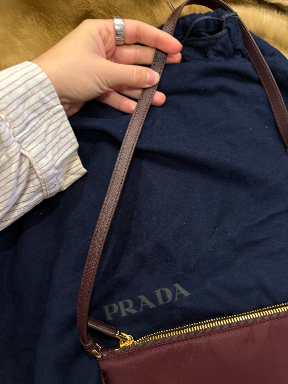 Prada Re-Nylon Pouch Shoulder Bag 1NE545 Bordeaux | Dust Bag & Product Card