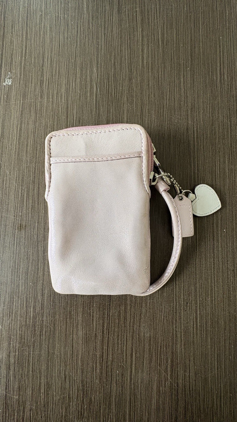 Coach Poppy Legacy Universal Case – Pink Pearlized Leather/Stripe Interior