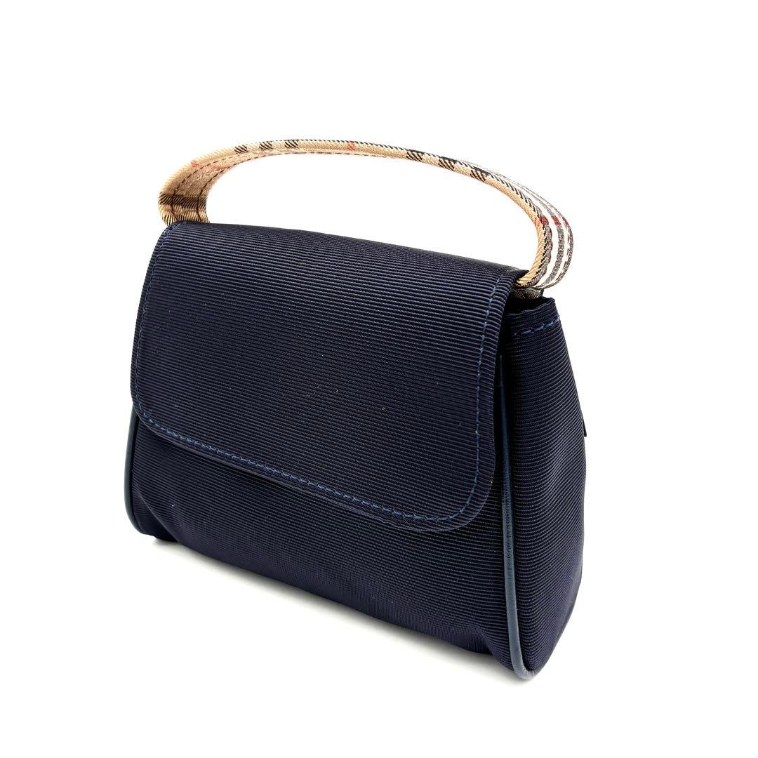 BURBERRY Handbag Nova check Navy Vintage Authentic From Japan