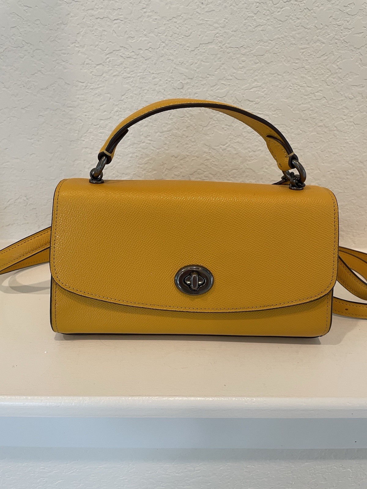 Coach Tilly Satchel 23 Gunmetal/Ochre MSRP $350 – Mustard