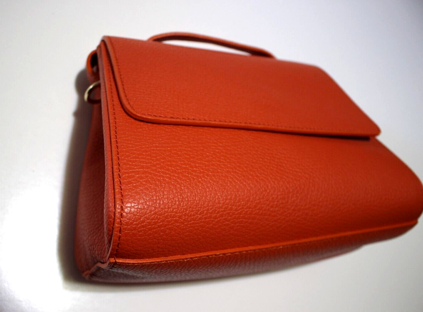 ANDREA CARDONE ITALIA LEATHER CROSSBODY BAG PURSE PAPAYA 9X7X4.5″ / DUSTBAG