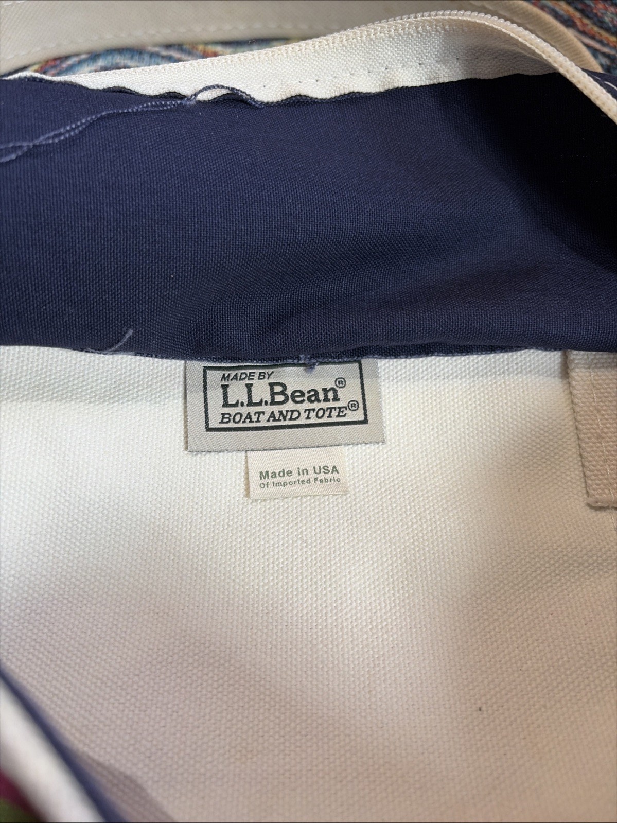90s Vintage L.L. BEAN Rugby Striped Boat And Tote MADE IN USA