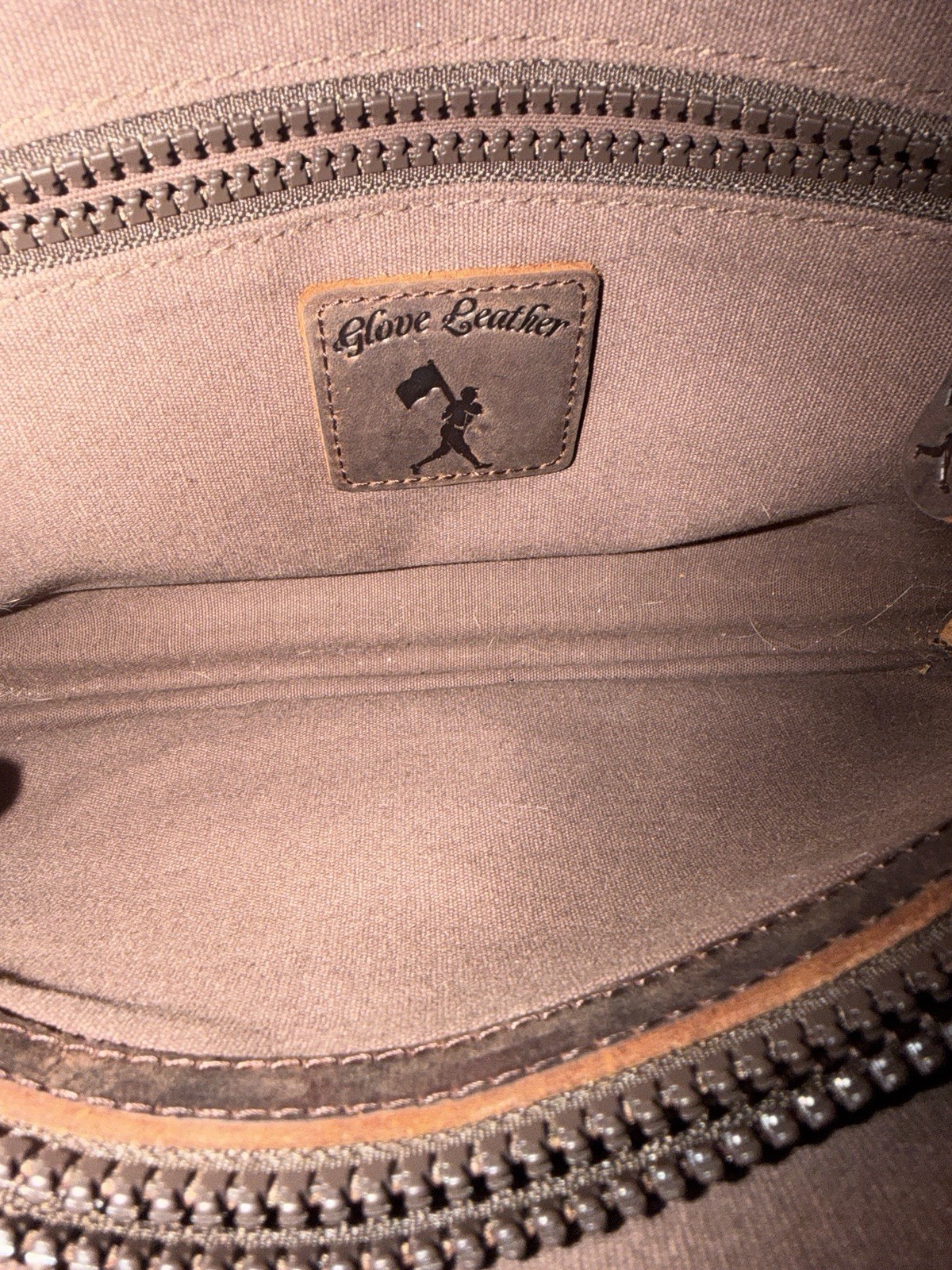 Baseballism Brown Shoulder Bag Zip Top Buckle Flap Logo, Inner Pockets